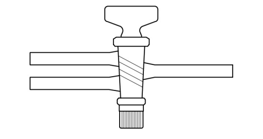 İki Yollu Cam Musluk ,Vidalı ve  Contalı